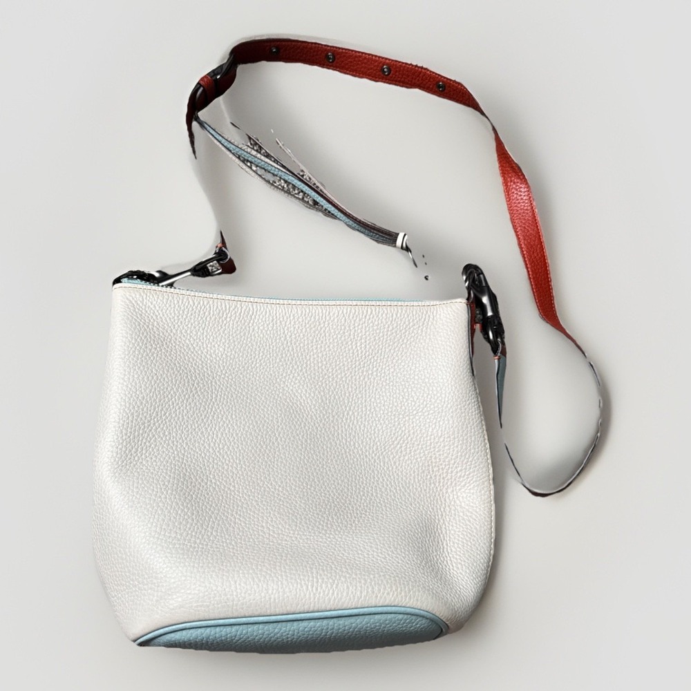 Coach Duffle 20 Colorblock Pebbled Leather Bucket Bag Blue Cream Crossbody 29260